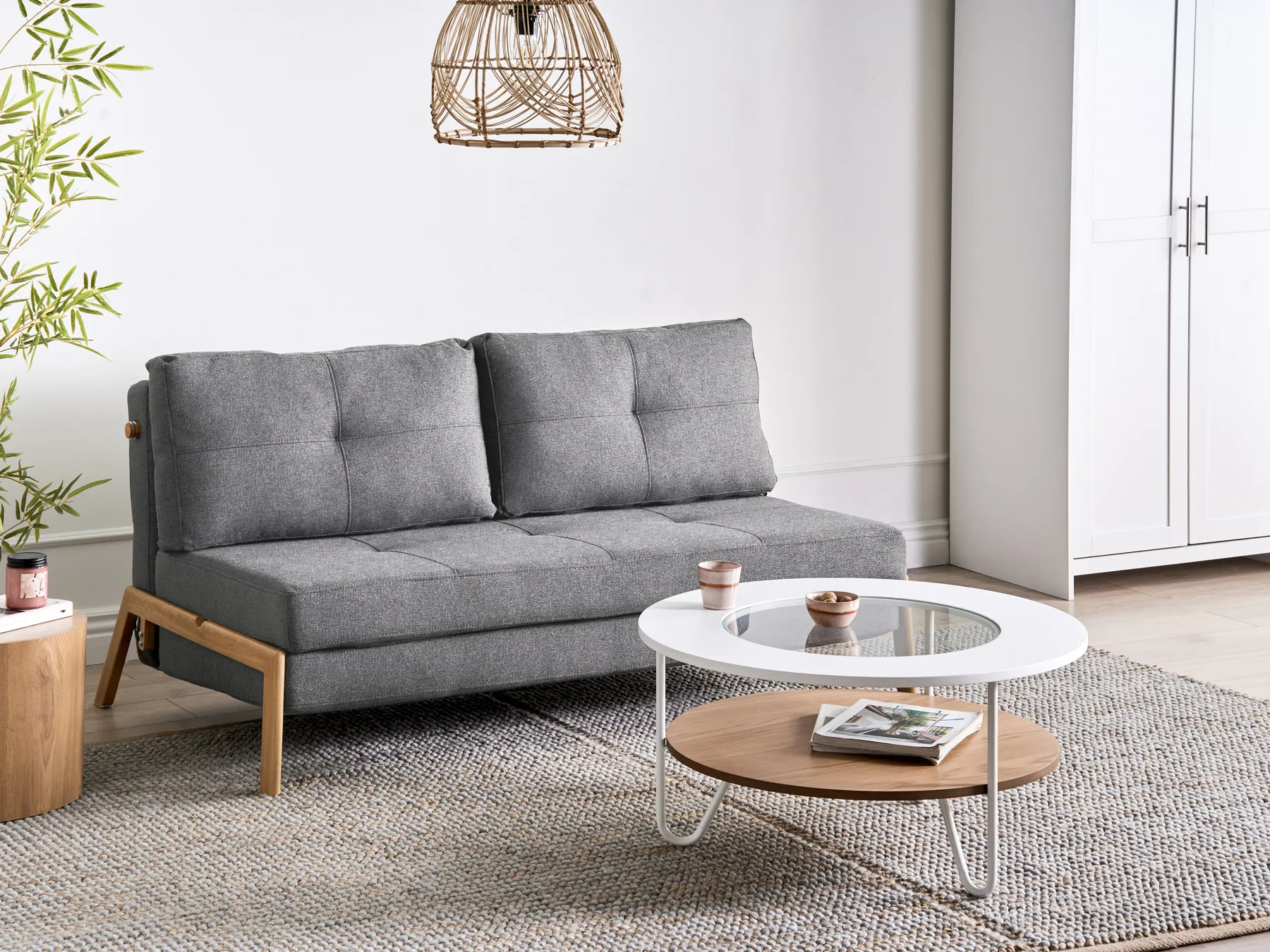 Sofa Bed 2 Seater EDLAND Fabric Dark Grey_731658
