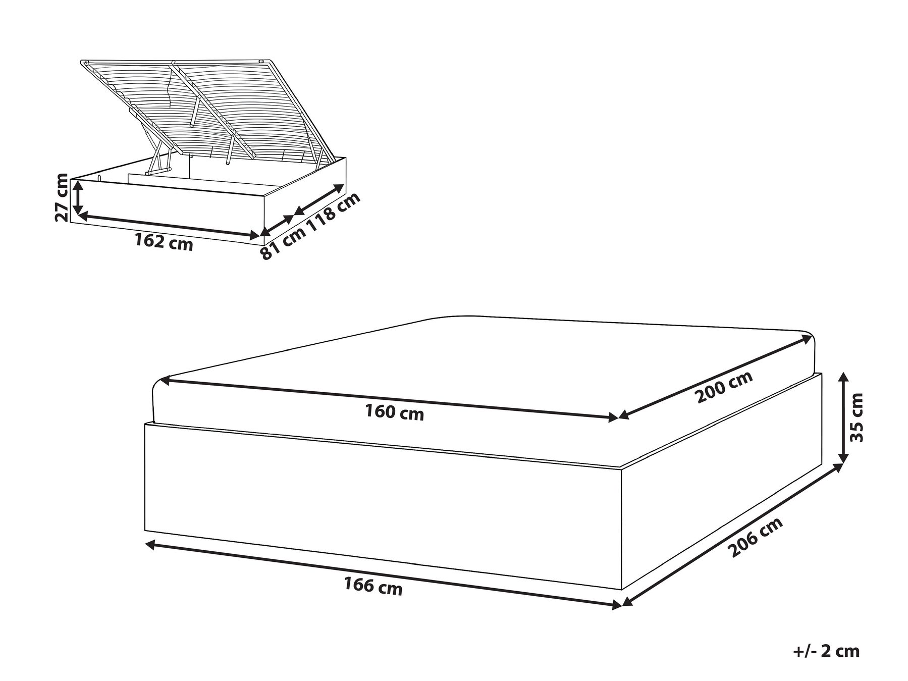 Ottoman Bed without Headboard ETEL Light Brown 160 x 200 cm (EU King Size)_1047575