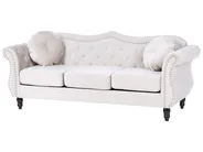 Sofa 3 Seater SKIEN Velvet Light Beige_743196
