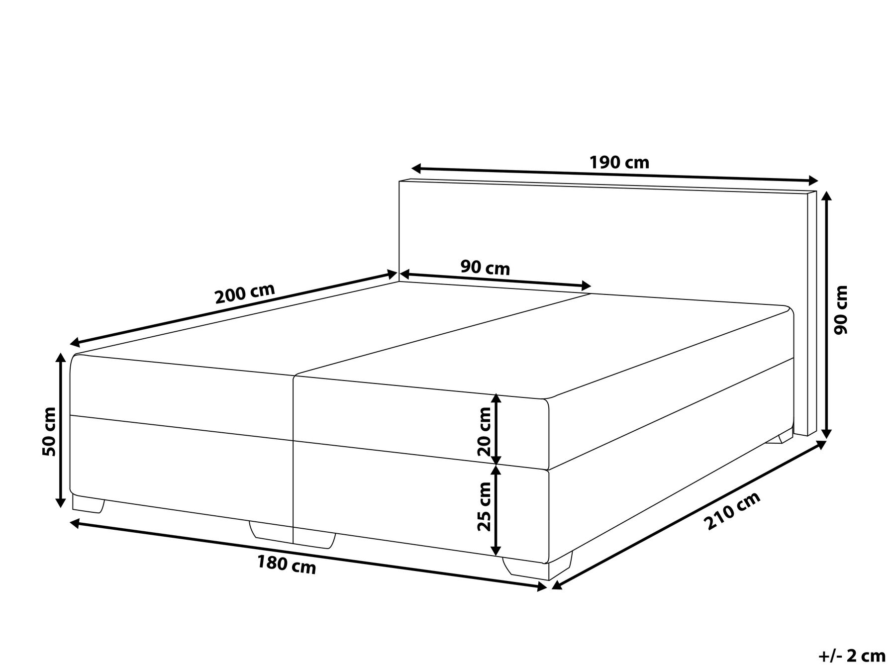 Boxspringbett Kunstleder PRESIDENT 180 x 200 cm Schwarz_809034