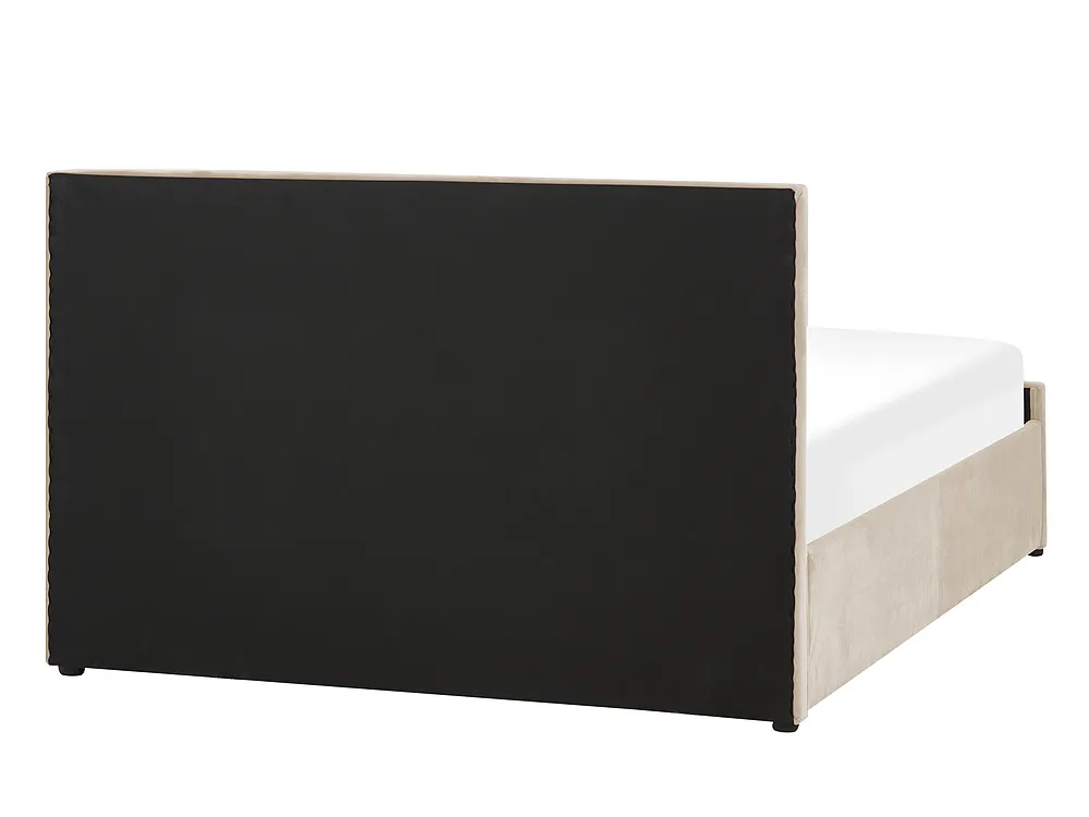 Ottoman Bed ROCHEFORT Velvet Beige 140 x 200 cm (EU Double)_857279