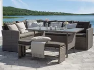 Gartentisch VITERBO 145 cm 80 cm Glas Hellgrau_862746
