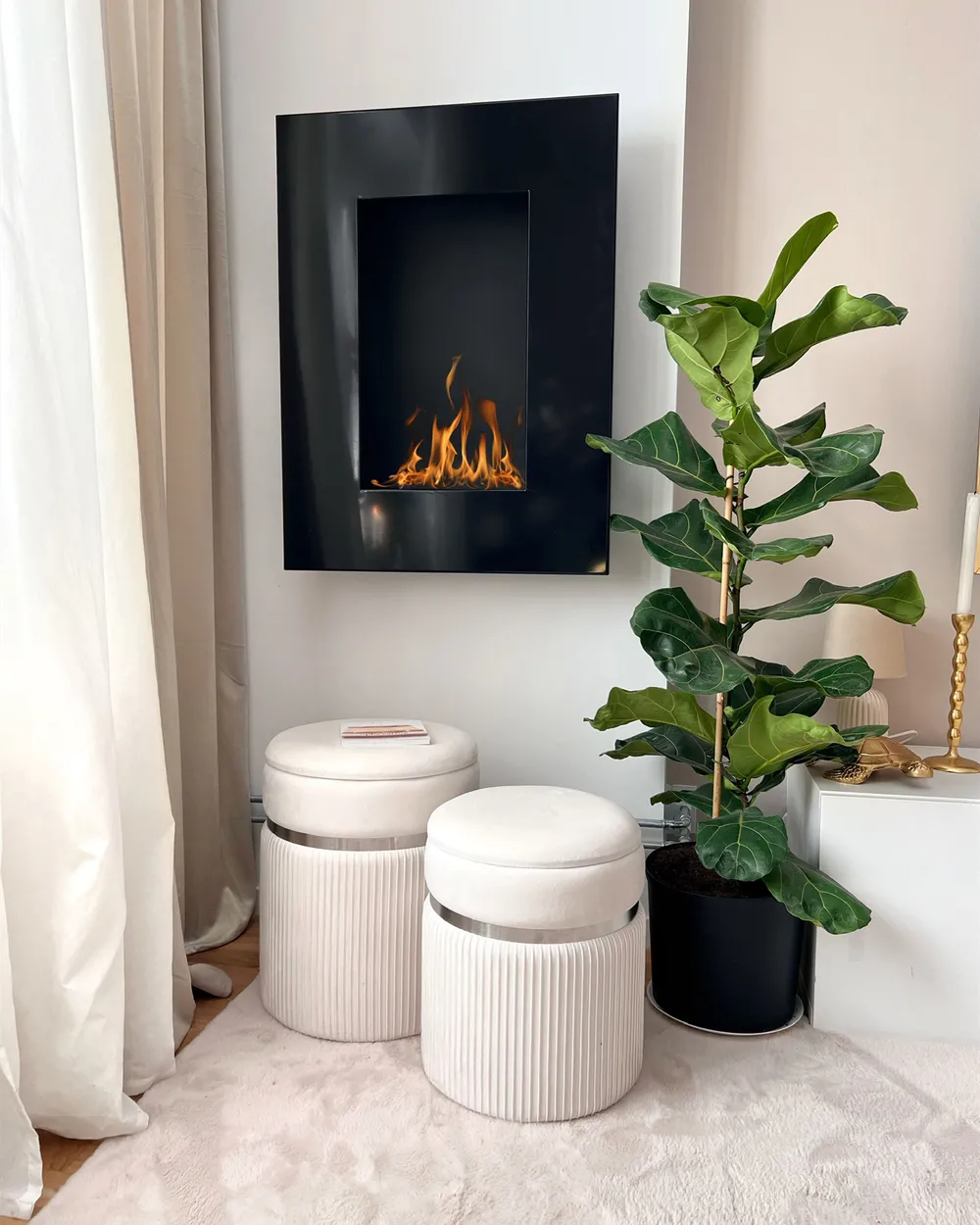 Set of 2 Storage Pouffes CAMDENTON Velvet Off-White_844585