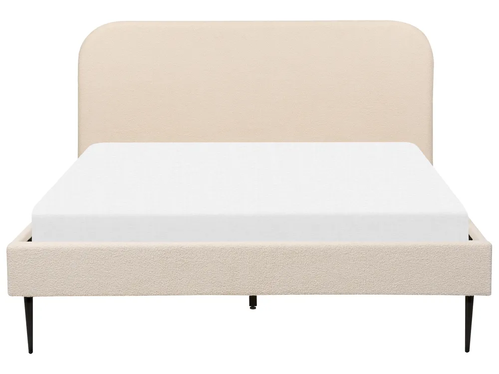 Bed Boucle FLAYAT 160 x 200 cm (EU King Size) Light Beige_882712