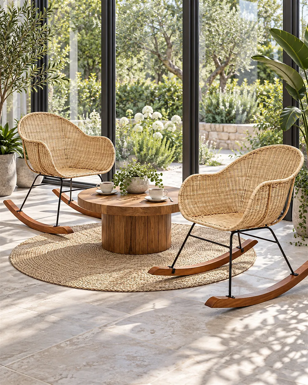 Set of 2 Rocking Chairs LAVINIO Rattan Natural_1185225