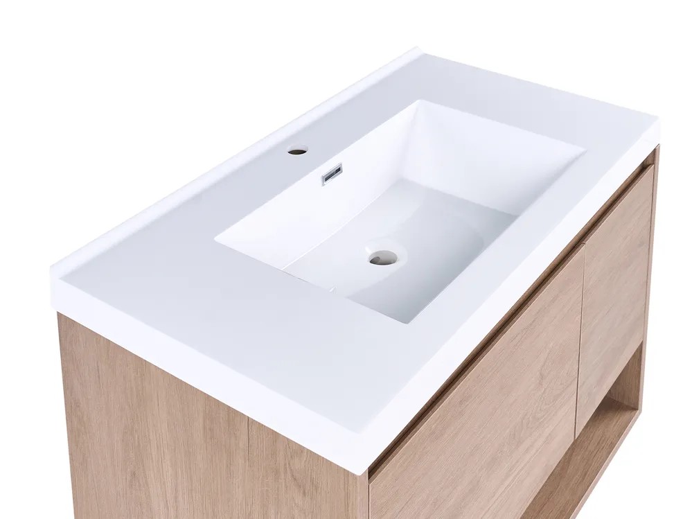 Wall Mounted Vanity Unit with Basin UMAYO Light Brown_1019823