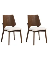 Set of 2 Dining Chairs ABEE Brown/ Light Beige_1055087