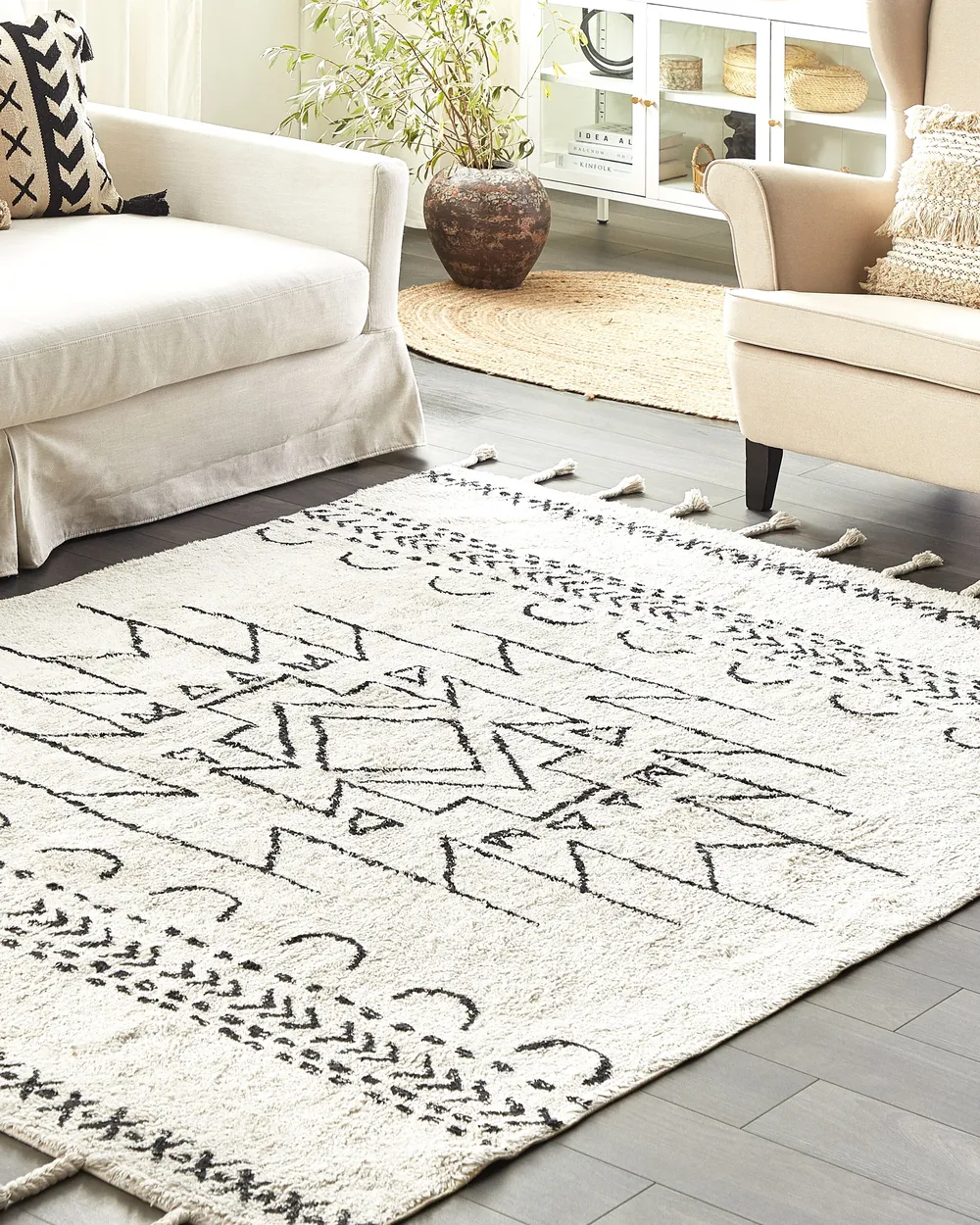 Rug KHOURIBGA Off-White 140 x 200 cm Cotton