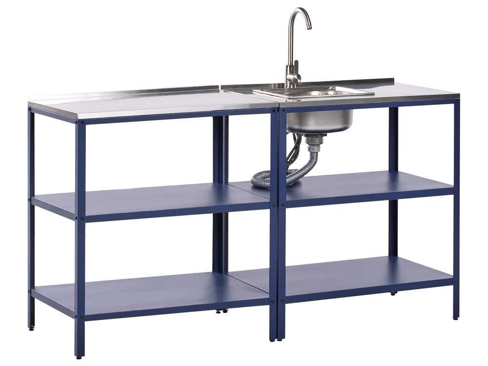 Outdoor-Küche 2er Set mit Spüle VILAMA Blau