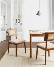 Esszimmerstuhl 2er Set EMBAR Holz Braun / Hellbeige_1010629