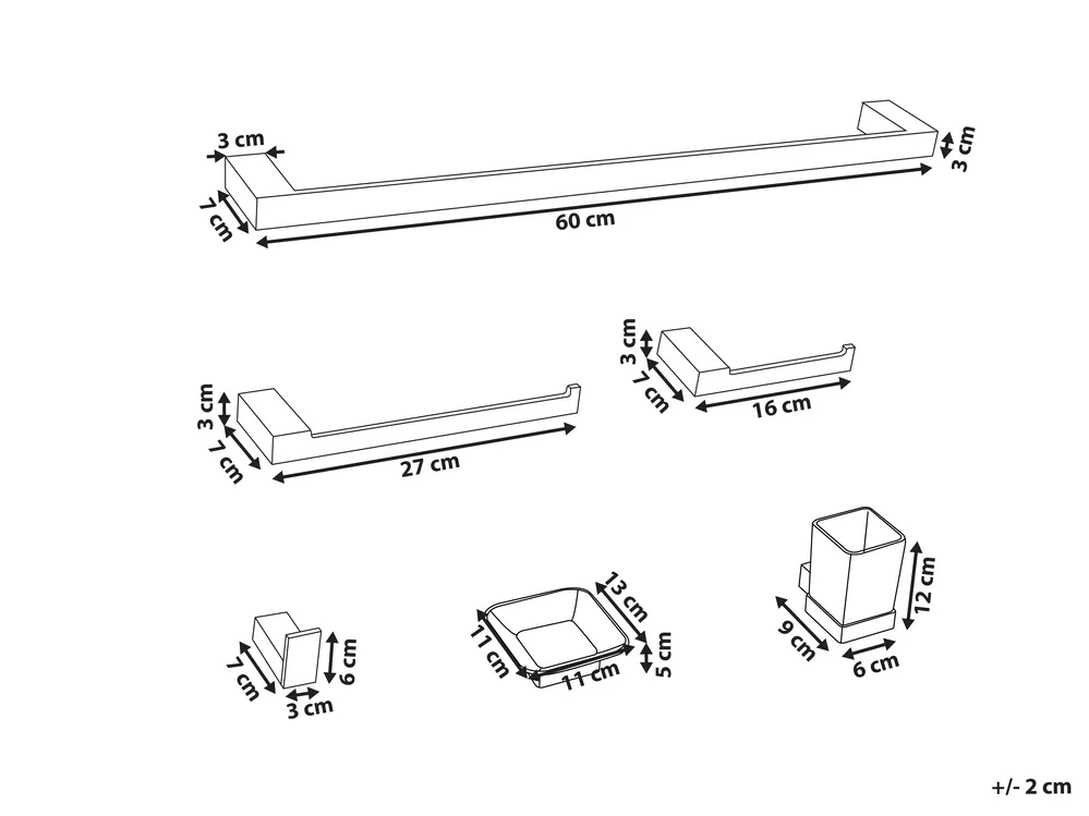 6-Piece Bathroom Hardware Set TUMACO with Towel Bars and Hooks Gold_989693