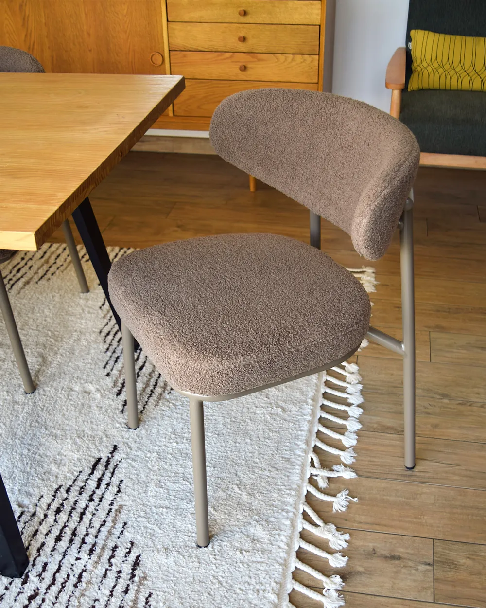 Set of 2 Dining Chairs UNITY Boucle Taupe_1064124