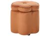 Kinderhocker mit Stauraum FLOWER Blume Samtstoff Orange