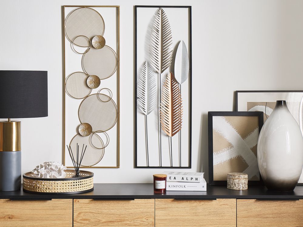 Décoration murale Feuille NIOBIUM Métal 90 cm Argenté