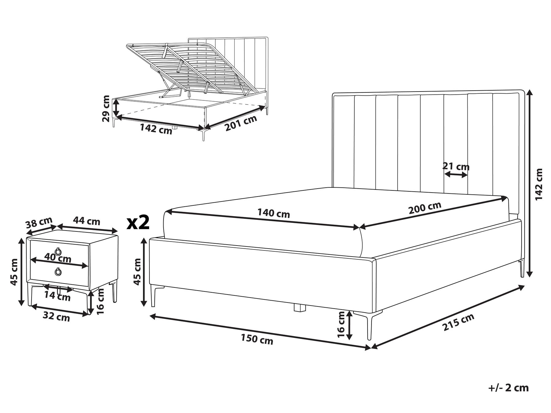 Schlafzimmer Set SEZANNE Samtstoff Taupe 140 x 200 cm_892617
