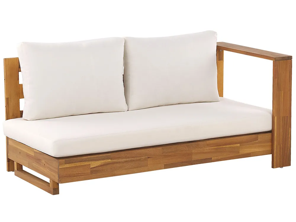 Garten Ecksofa 5-Sitzer MARETTIMO zertifiziertes Akazienholz Cremeweiß linksseitig_776430