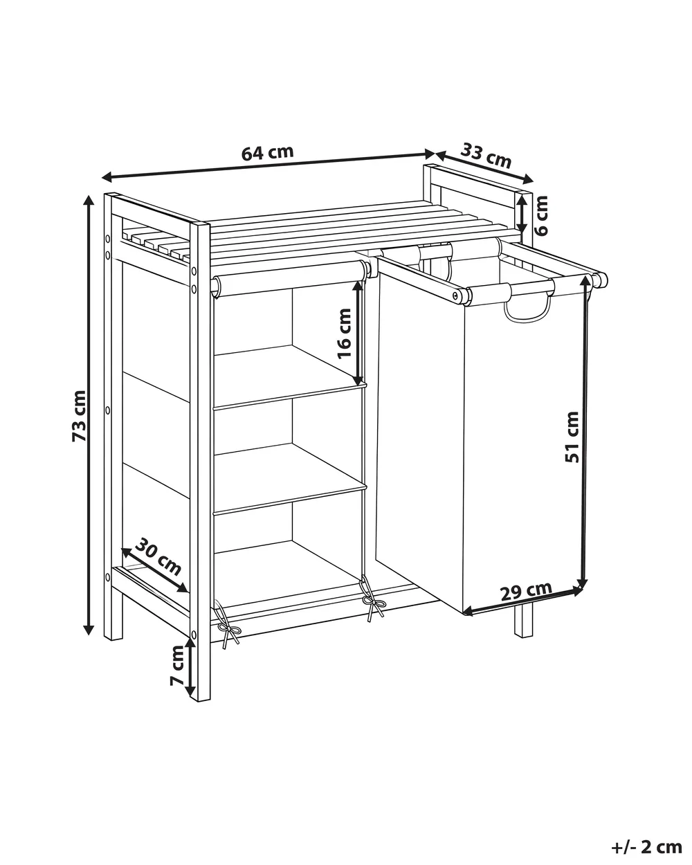 Wäschekorb TOROTAL Bambus Hellbraun / Weiß 120 L_1136671