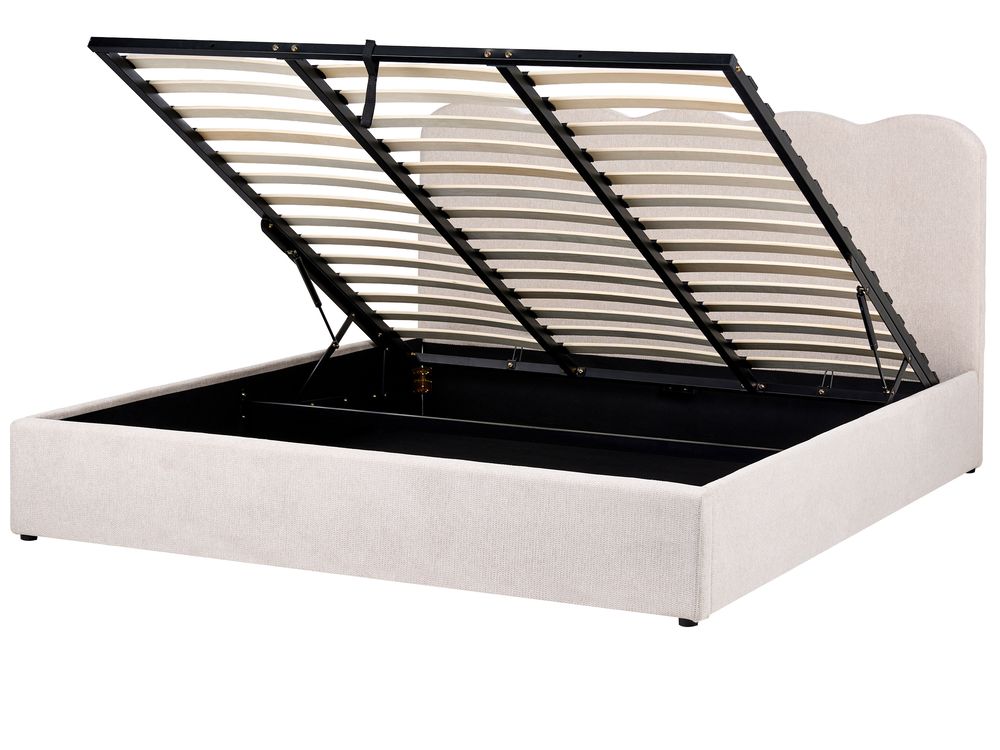 Bed met opbergruimte NANTERRE Stof Lichtbeige 180 x 200 cm
