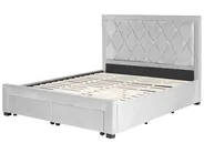 Bed with Storage Drawers LIEVIN Velvet Light Grey 160 x 200 cm (EU King Size)_858069