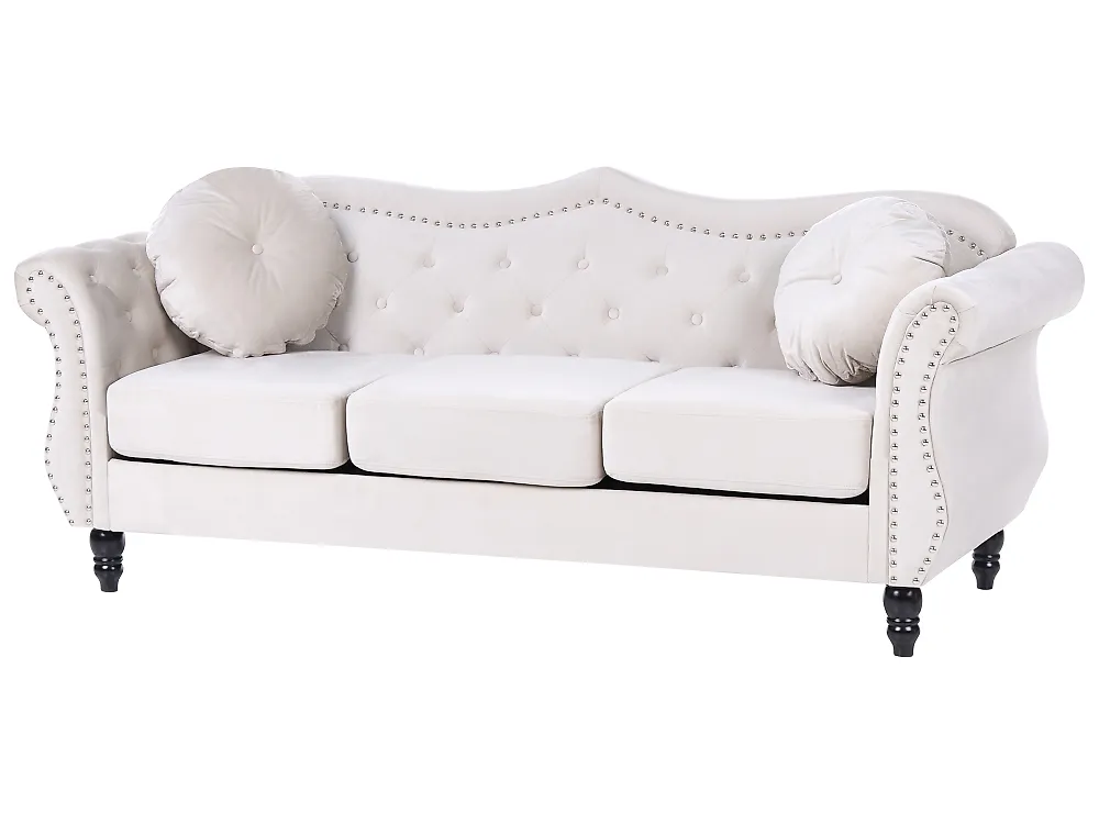 Sofa 3 Seater SKIEN Velvet Light Beige_1170453
