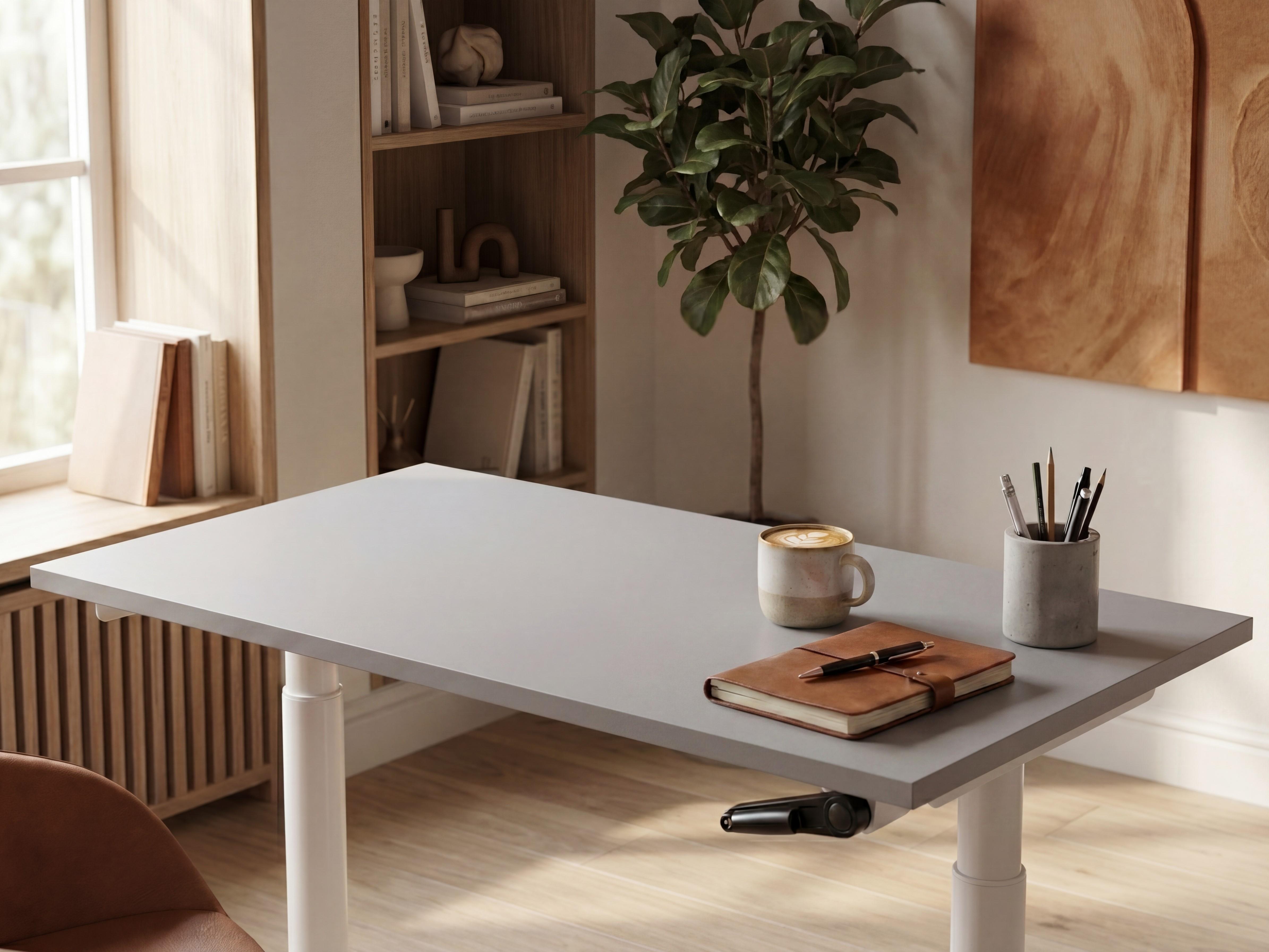 Schreibtisch elektrisch höhenverstellbar DESTINES 120 cm 72 cm Grau / Weiß