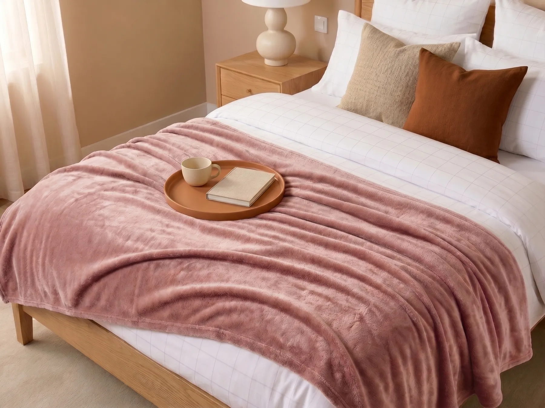 Kuscheldecke TERKE 200 x 220 cm Hellbraun_771200
