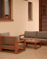 Lounge Set mit Tisch 4-Sitzer TIMOR modular zertifiziertes Akazienholz Hellbraun_982724