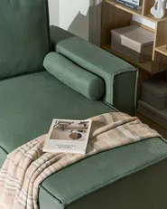 Eckschlafsofa 3-Sitzer EDANE mit Stauraum Stoff Hellgrün linksseitig_1057282