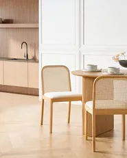 Set of 2 Dining Chairs EDINA Fabric Light Brown/ Beige_1078492