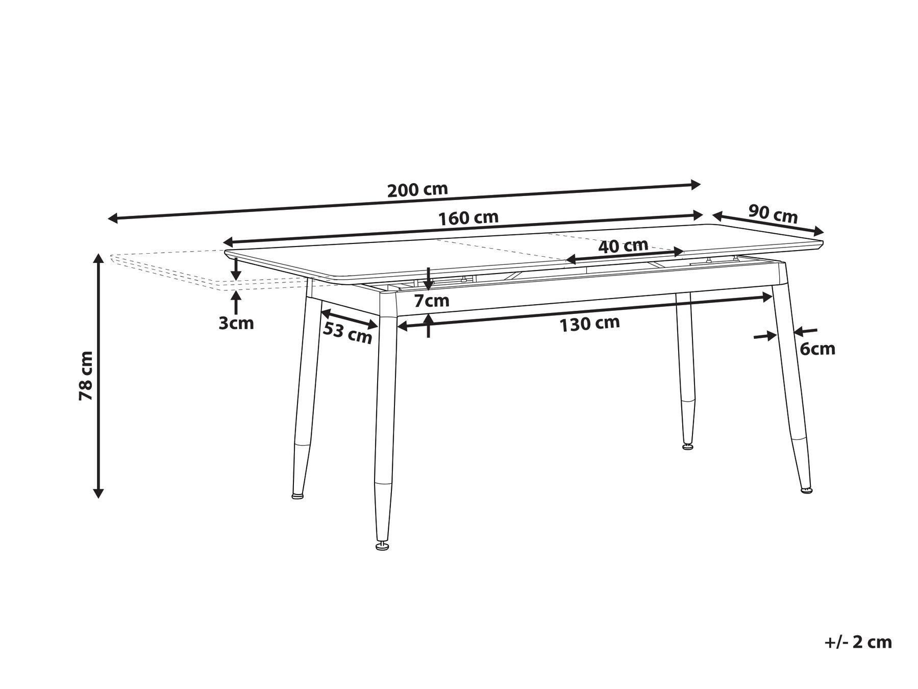 Ausziehbarer Esstisch CALIFORNIA Dunkelbraun 160/200 cm 90 cm_790739
