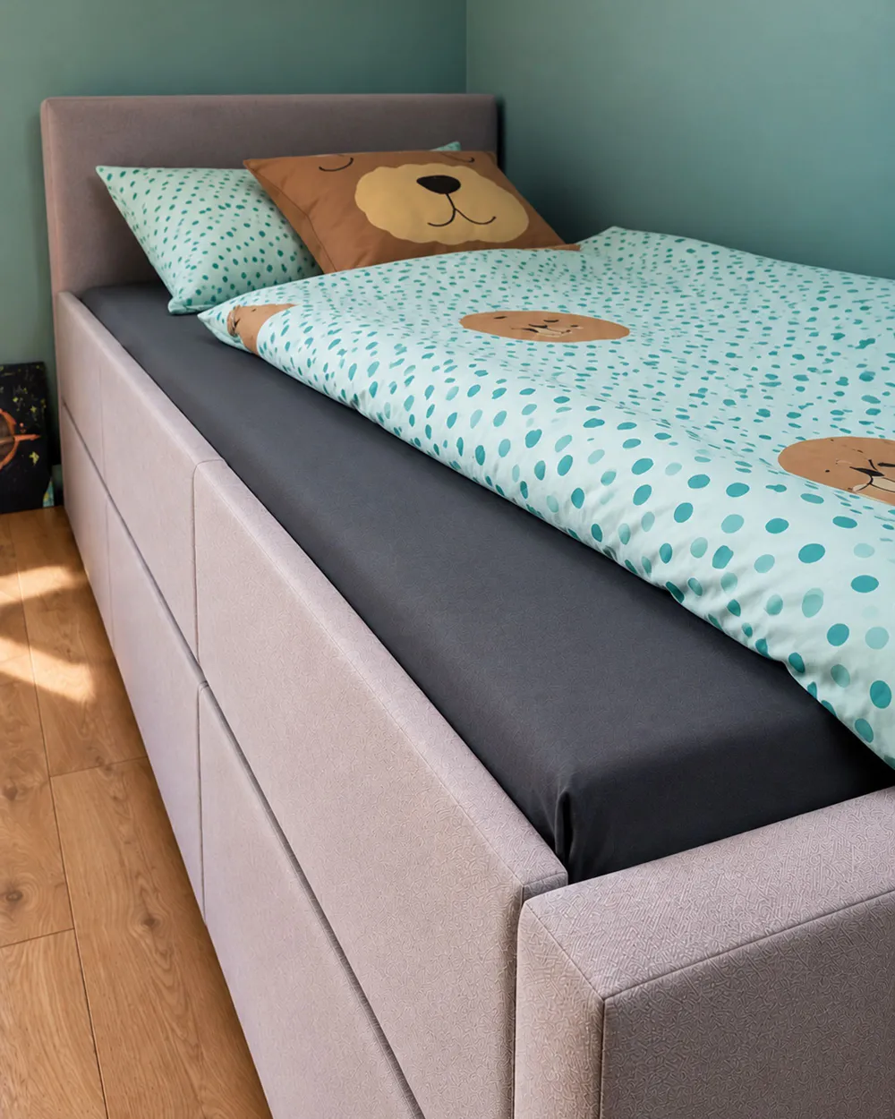 Fitted Sheet JANBU 90 x 200 cm Cotton Dark Grey_1179275