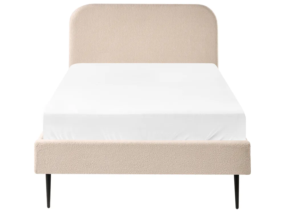 Bett mit Lattenrost Bouclé FLAYAT 120 x 200 cm Hellbeige_1024389