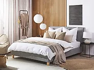 Bett mit Lattenrost Stoff SENNEZ 160 x 200 cm Hellgrau_1175642