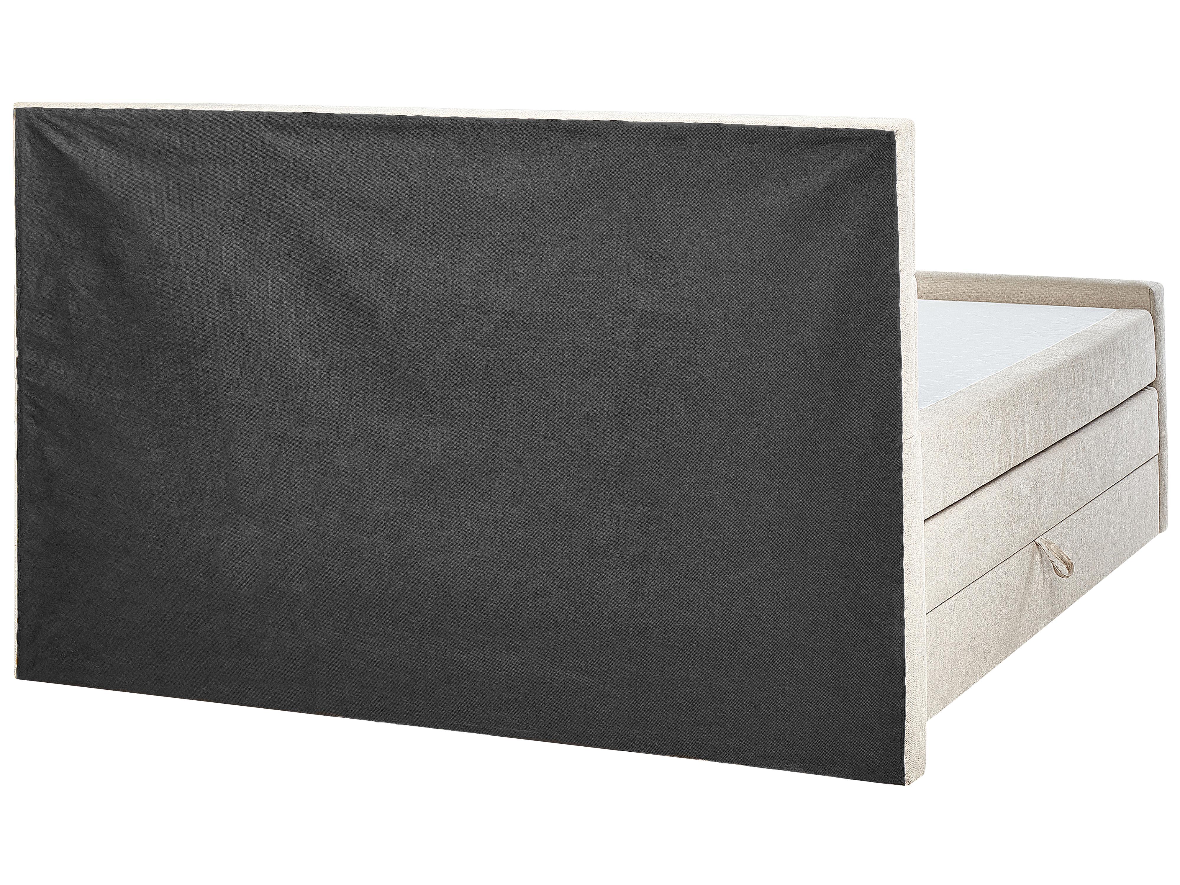 Divan Bed with Storage ARISTOCRAT Fabric Light Beige 180 x 200 cm (EU Super King)_873780