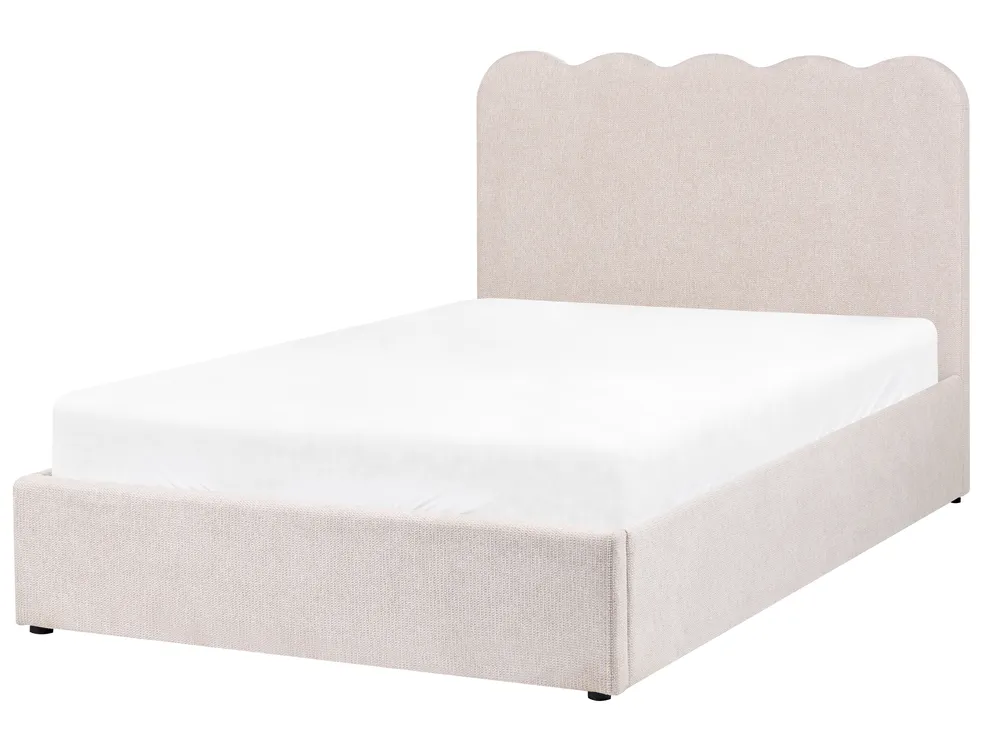 Bett mit Stauraum NANTERRE Stoff Hellbeige 120 x 200 cm_1084474