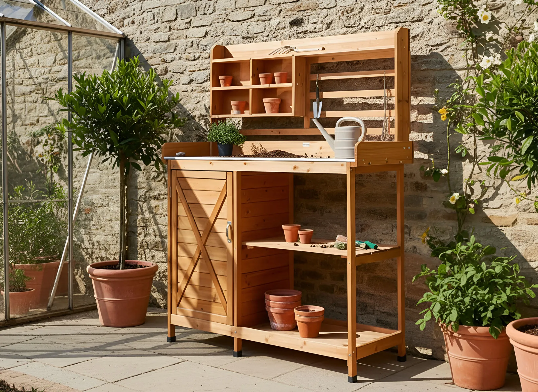Pflanztisch MELDOLA 113 cm 149 cm Tannenholz Hellbraun_1029683