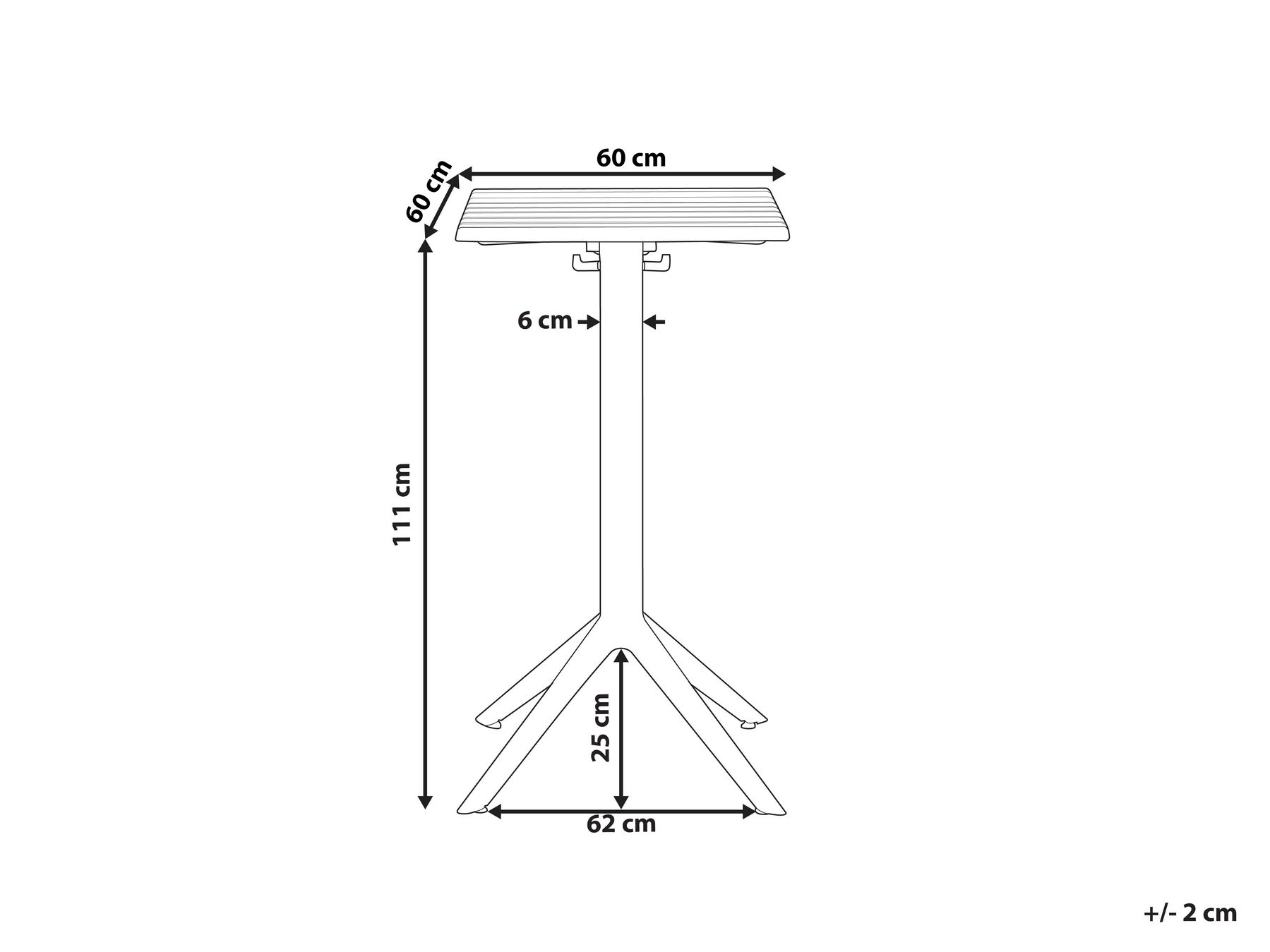 Garten Bartisch LEMNOS 60 cm 60 cm Beige_1034988
