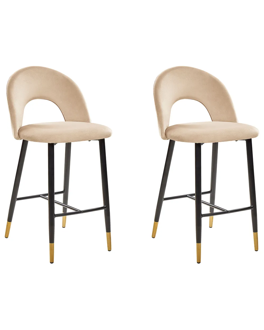 Set mit 2 Barstühlen FALTON Samtstoff Beige