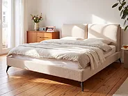 Bett mit Lattenrost Bouclé MELLE 160 x 200 cm Beige_1151008