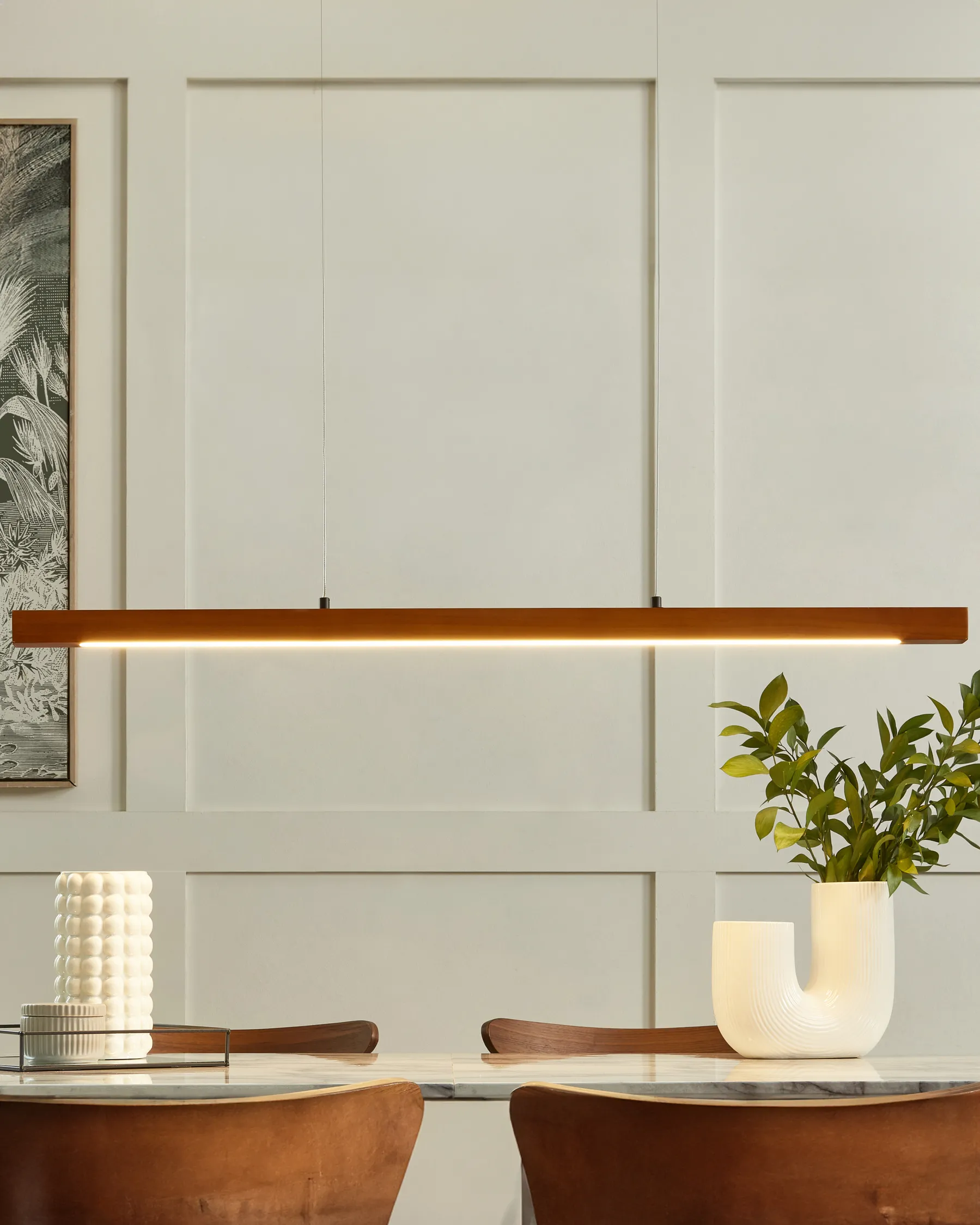 LED Pendant Lamp STEWARTS with Dimmer Oak Wood Dark Brown_872697