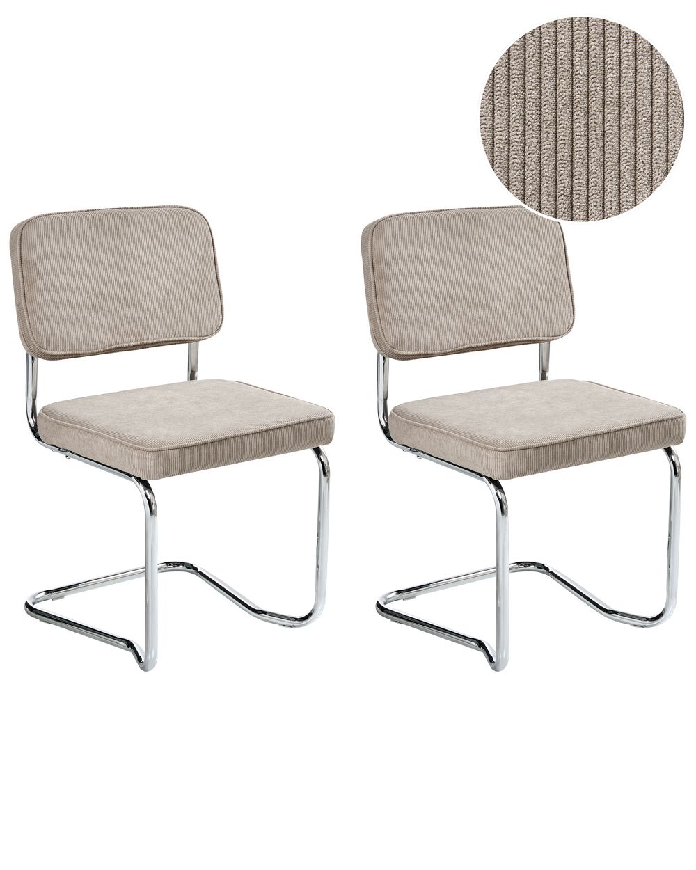 Esszimmerstuhl 2er Set IRWIN Cord Taupe
