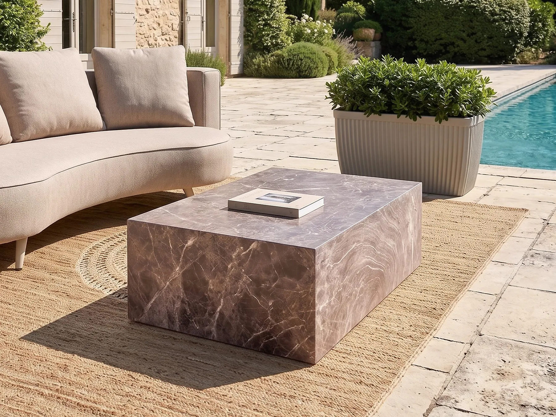 Couchtisch NOBRES 90 cm 66 cm Brauner Marmor_1192543