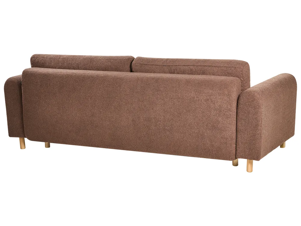 Schlafsofa 3-Sitzer KVAM mit Stauraum Bouclé Braun_1021912