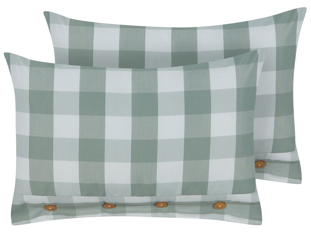 Set van 2 sierkussens TAMNINE 40 x 60 cm Mintgroen geblokt patroon