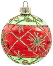 Weihnachtskugel 70er Set TWINKLE Glas Rot / Grün_1027892