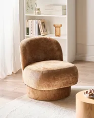 Swivel Armchair AYLO Chenille Golden Brown_1027677