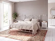 Bett mit Lattenrost Metall ANTLIA 140 x 200 cm Hellbeige_1165273