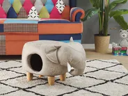 Storage Animal Stool JUMBO Elephant Faux Leather Grey_783588