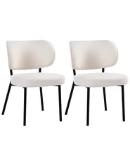 Set of 2 Dining Chairs WONDER Boucle Off-White_1058412