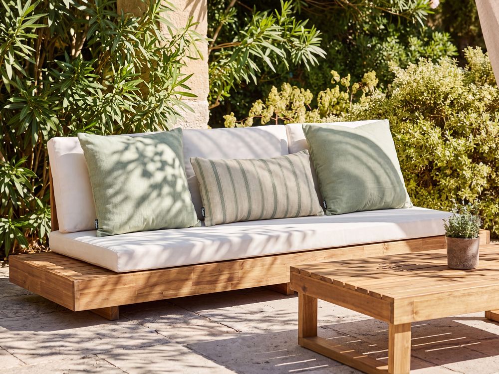 Gartenkissen 3er Set MANZANIT Streifenmuster 30 x 50 cm 45 x 45 cm Grün